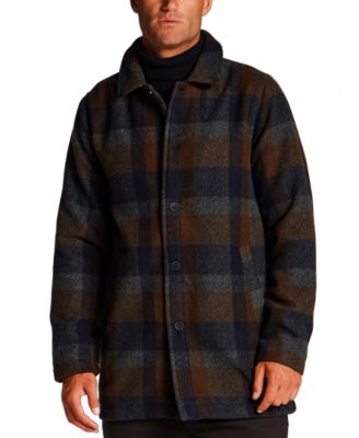 Men's Plaid-Print Brushed Car Coat