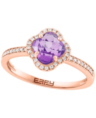 Diamond and Pink Amethyst Ring (1/10 ct. t.w. Diamond and 1-1/10 ct. t.w. Pink Amethyst) in 14k Rose Gold