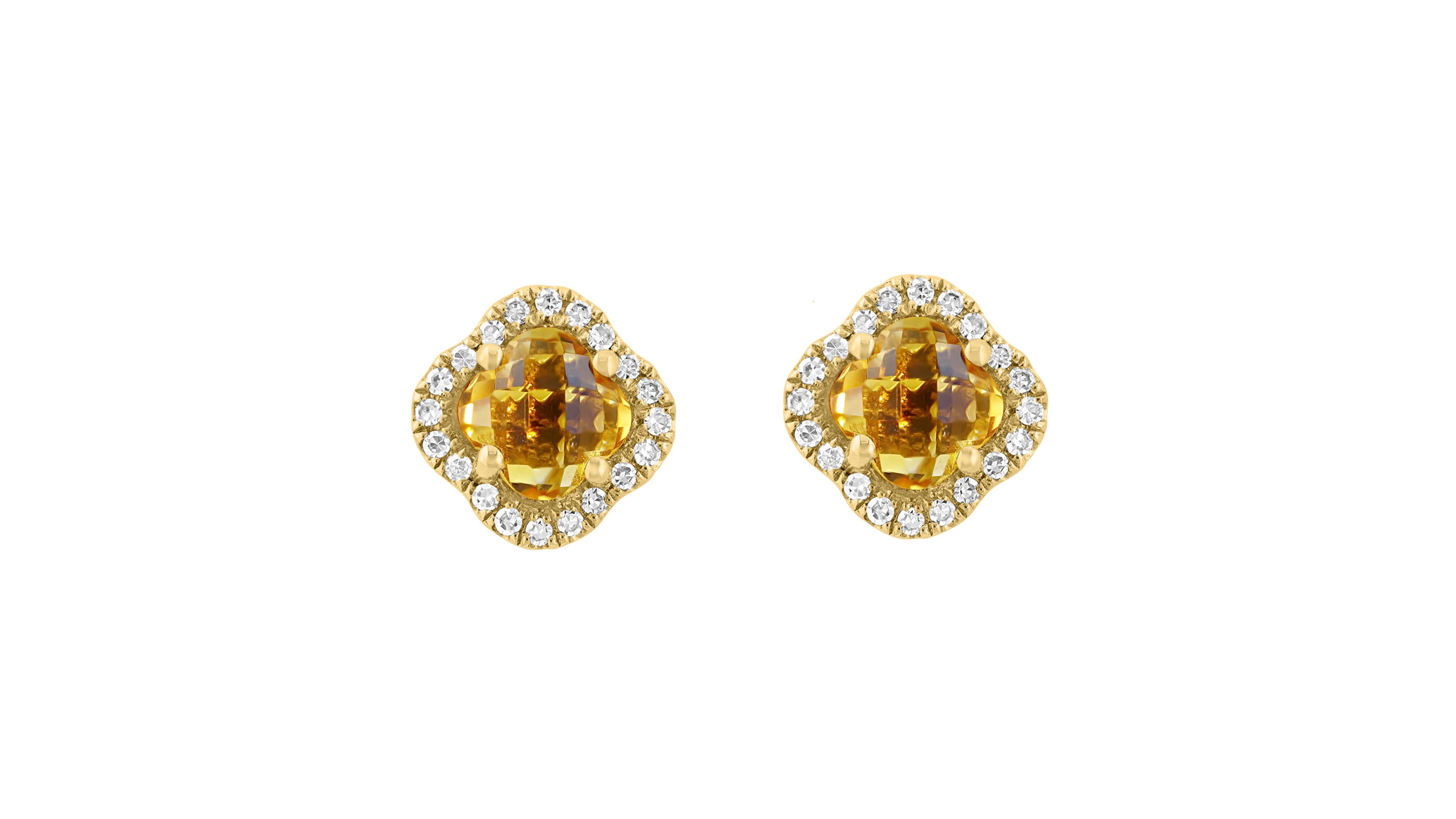 Effy Collection Diamond Citrine Pendant Stud Earrings Ring In 14k Yellow Gold
