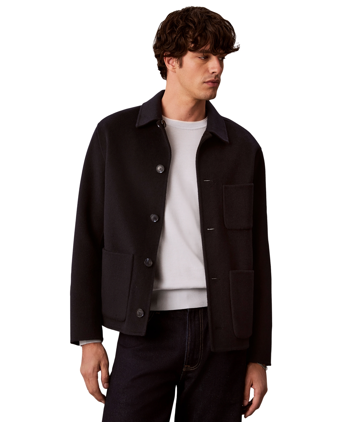 Calvin Klein Men's Reversible Wool-Blend Classic-Fit Chore Jacket