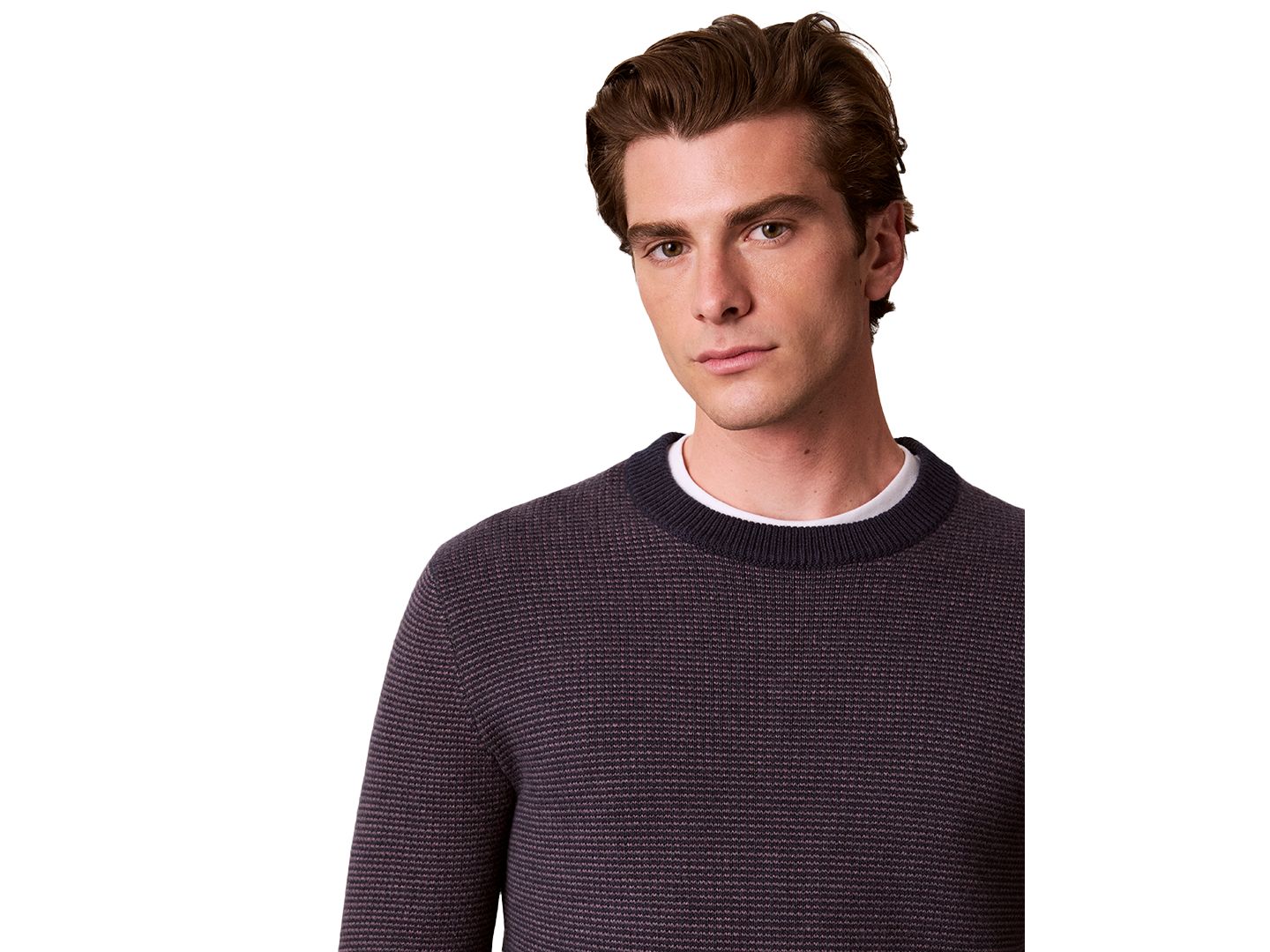 Мужской свитер Calvin Klein Cotton-Wool Blend Dotted Stitch Classic Fit, цвет: Тёмный сапфировый — фото 4