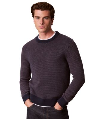 Men's Cotton-Wool Blend Dotted Stitch Classic-Fit Sweater