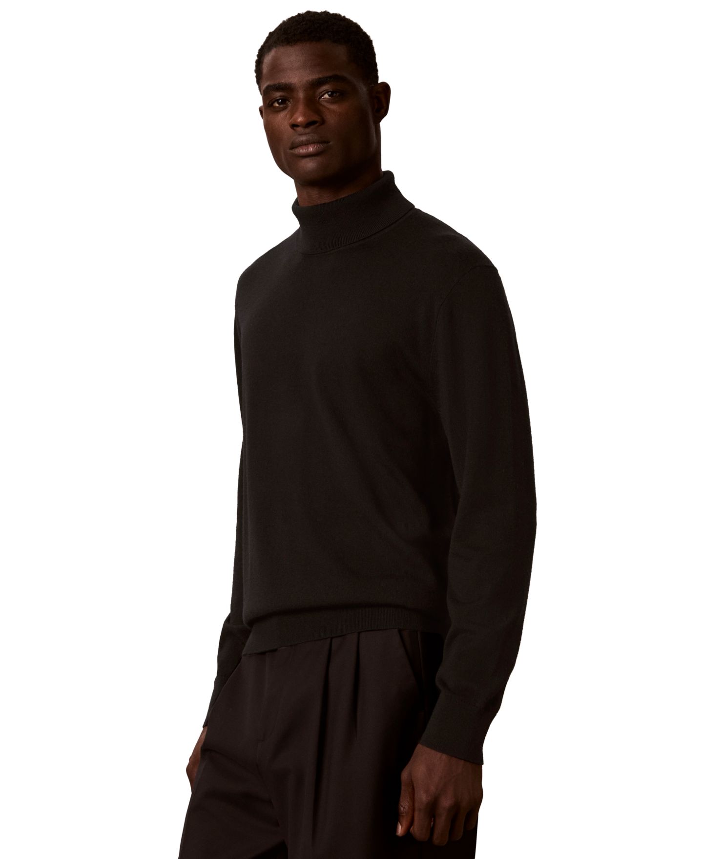 Мужской свитер Calvin Klein Lightweight Merino Turtleneck, цвет: Чёрный — фото 3