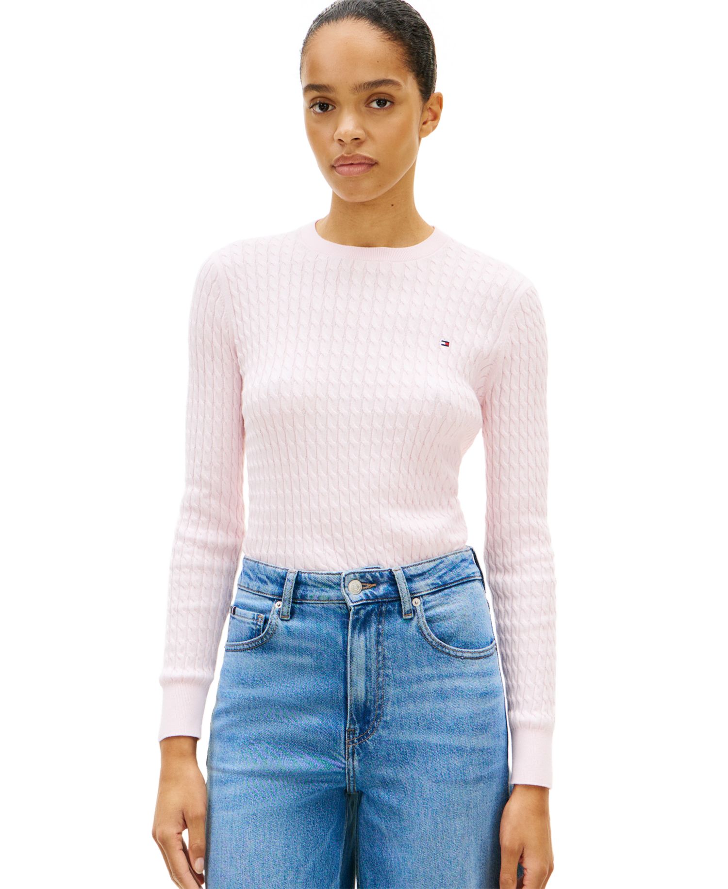 Women's Fine Gauge Cable Crewneck Sweater