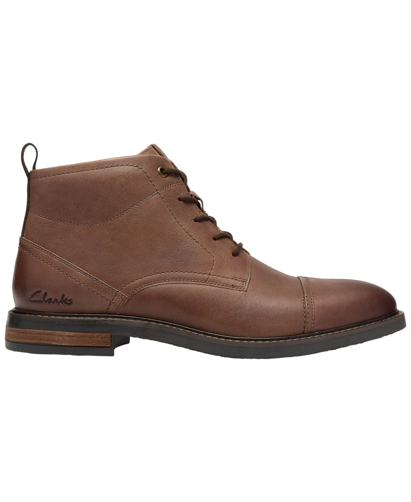 Мужские ботинки Clarks Jaxen Leather Cap-Toe Work Boots, цвет: Рыжевато-коричневый кожаный — фото 2
