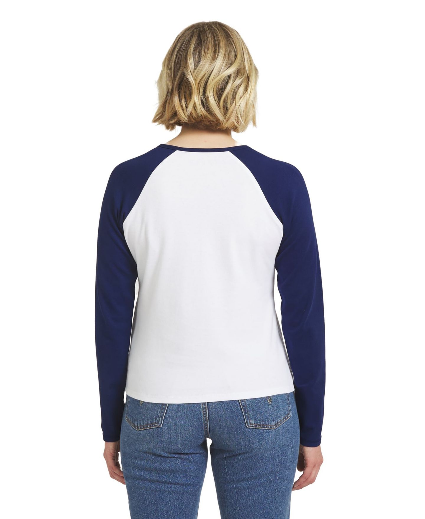 Женская футболка WEAR by Erin Andrews White/Navy New England Patriots Henley Long Sleeve Raglan — фото 2
