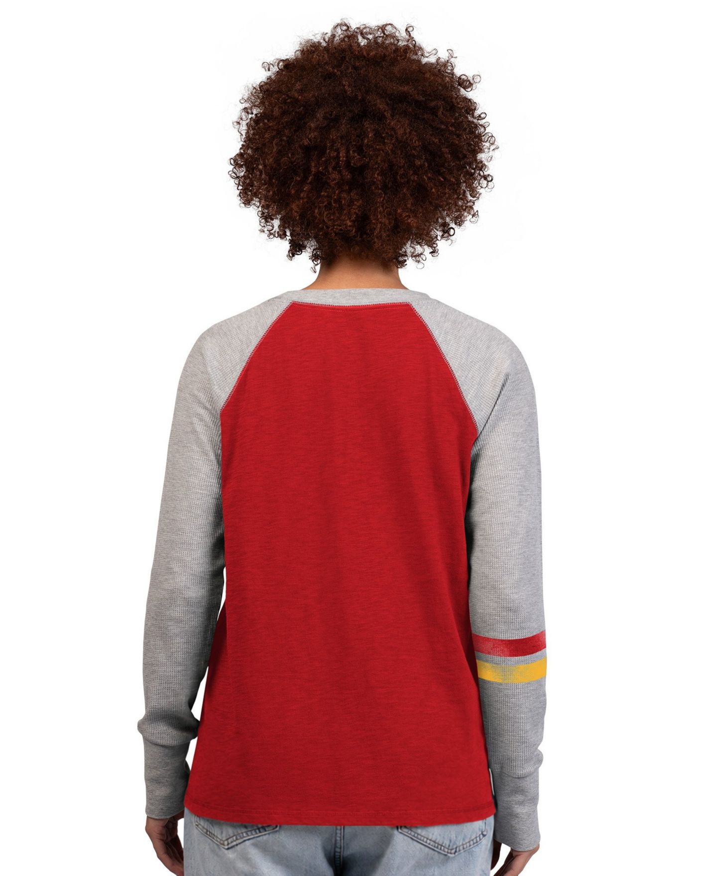 Женская футболка Starter Red/Gray Kansas City Chiefs Waffle-Knit Raglan Long Sleeve — фото 3