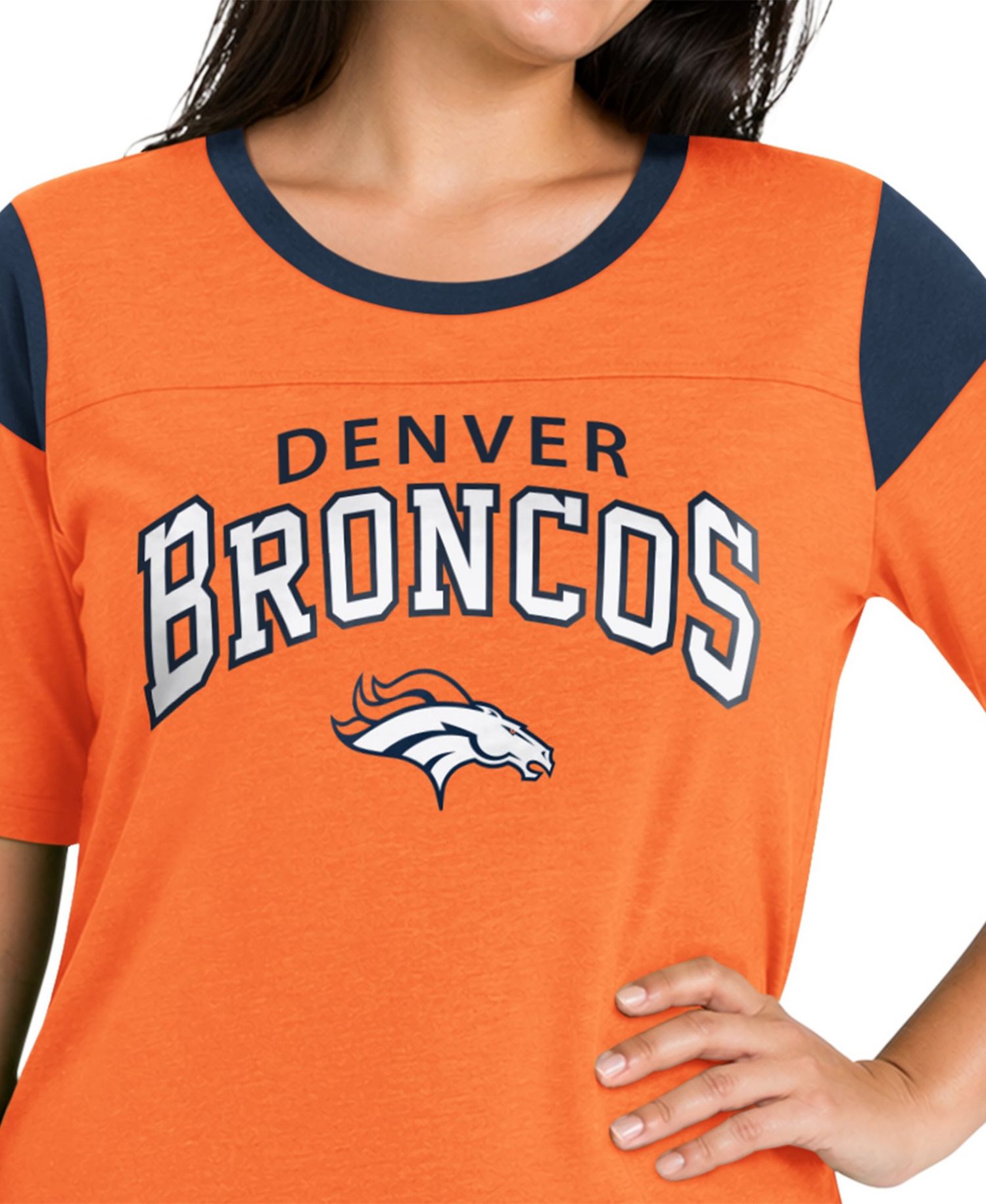 Women's Orange Denver Broncos Plus Size Linebacker Slub T-Shirt
