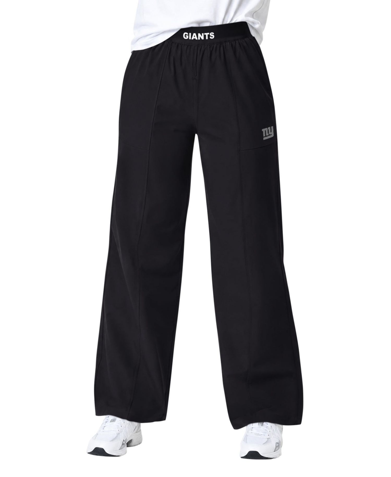 Women's Black New York Giants Athleisure Wide-Leg Pants