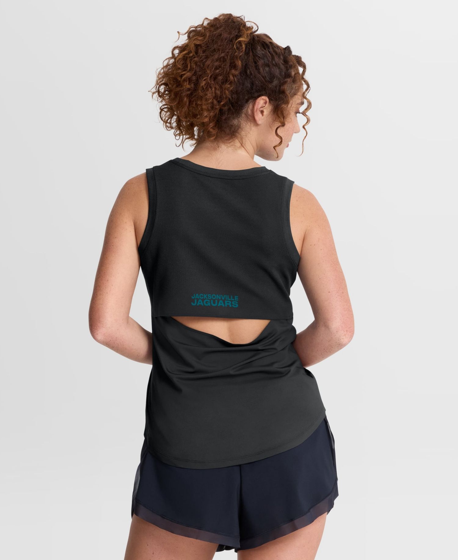 Women's Black Jacksonville Jaguars Draped Mesh Back Performance&iquest; Tank Top