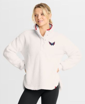 Women's White Washington Capitals Rush Sherpa Half-Snap Pullover Sweatshirts