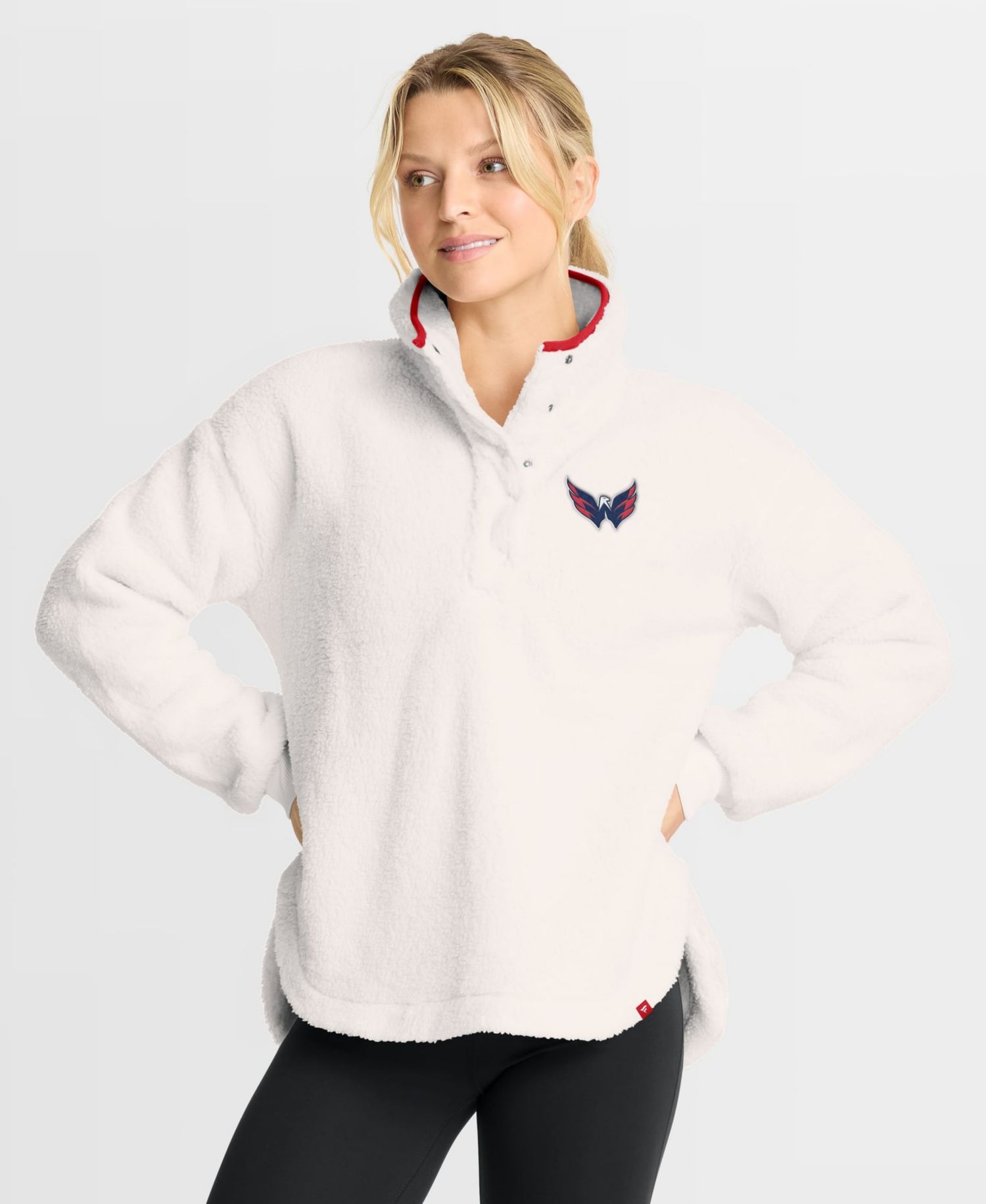 Women's White Washington Capitals Rush Sherpa Half-Snap Pullover Sweatshirts