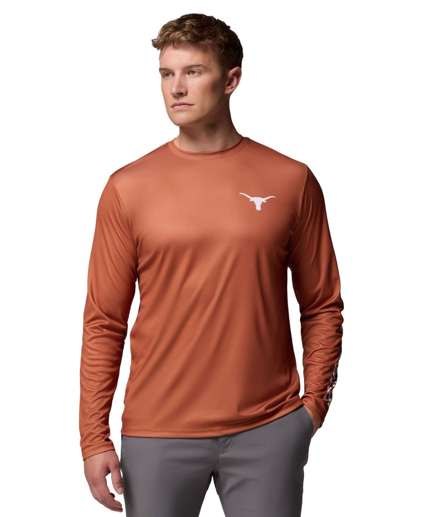 Мужская футболка Columbia Texas Orange Texas Longhorns PHG Terminal Shot 3-Hit Long Sleeve — фото 1