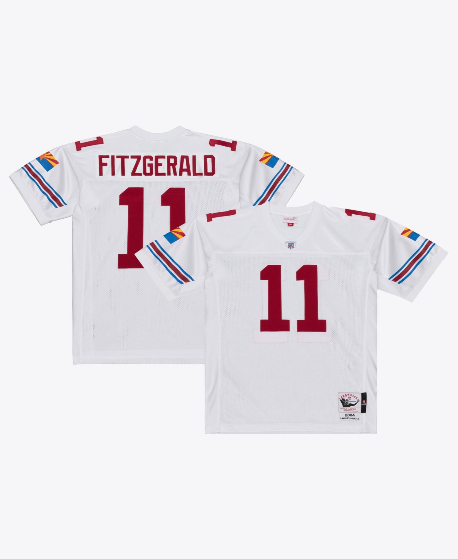 Men's Mitchell Ness Larry Fitzgerald White Arizona Cardinals 2004 Authentic Throwback Jersey
