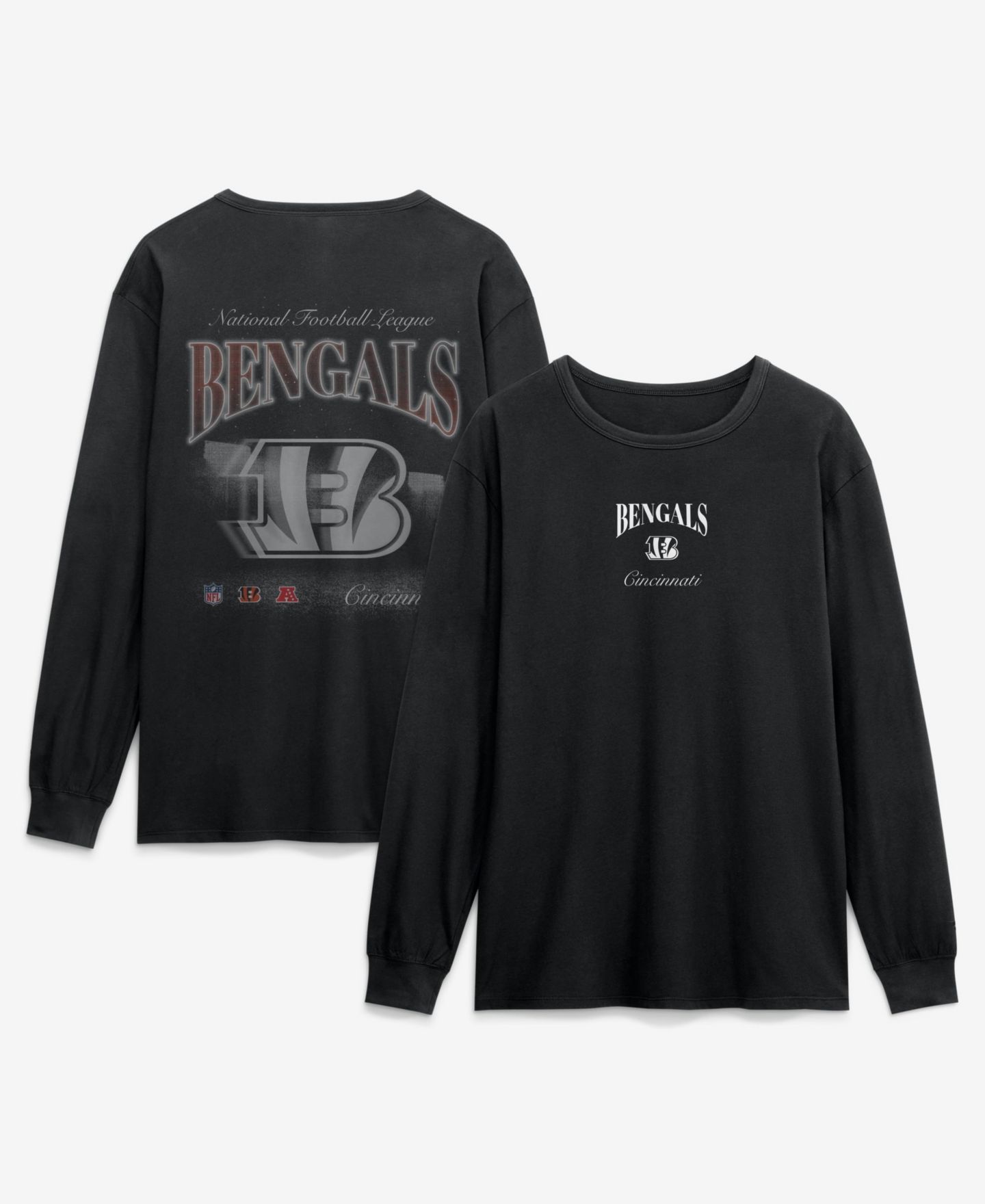 Мужская футболка Fanatics Black Cincinnati Bengals Midnight Falls Long Sleeve — фото 1