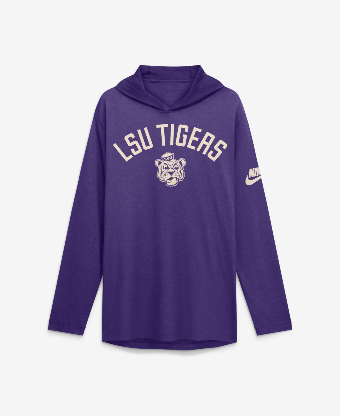 Мужская футболка Nike Purple LSU Tigers Legacy Arch Tri-Blend Long Sleeve Hooded — фото 1