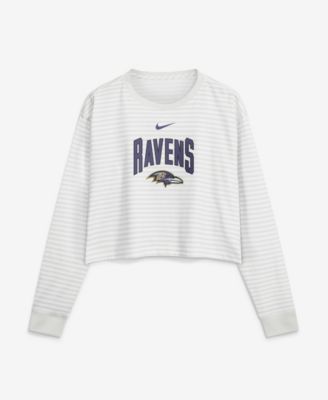 Women's White Baltimore Ravens Loose Fit Crop Top