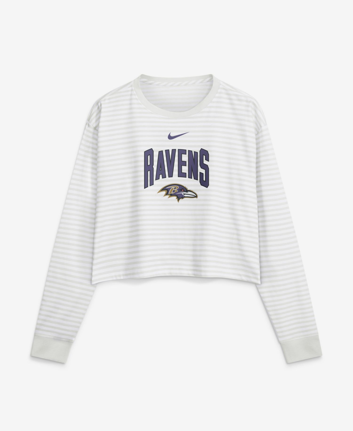 Women's White Baltimore Ravens Loose Fit Crop Top