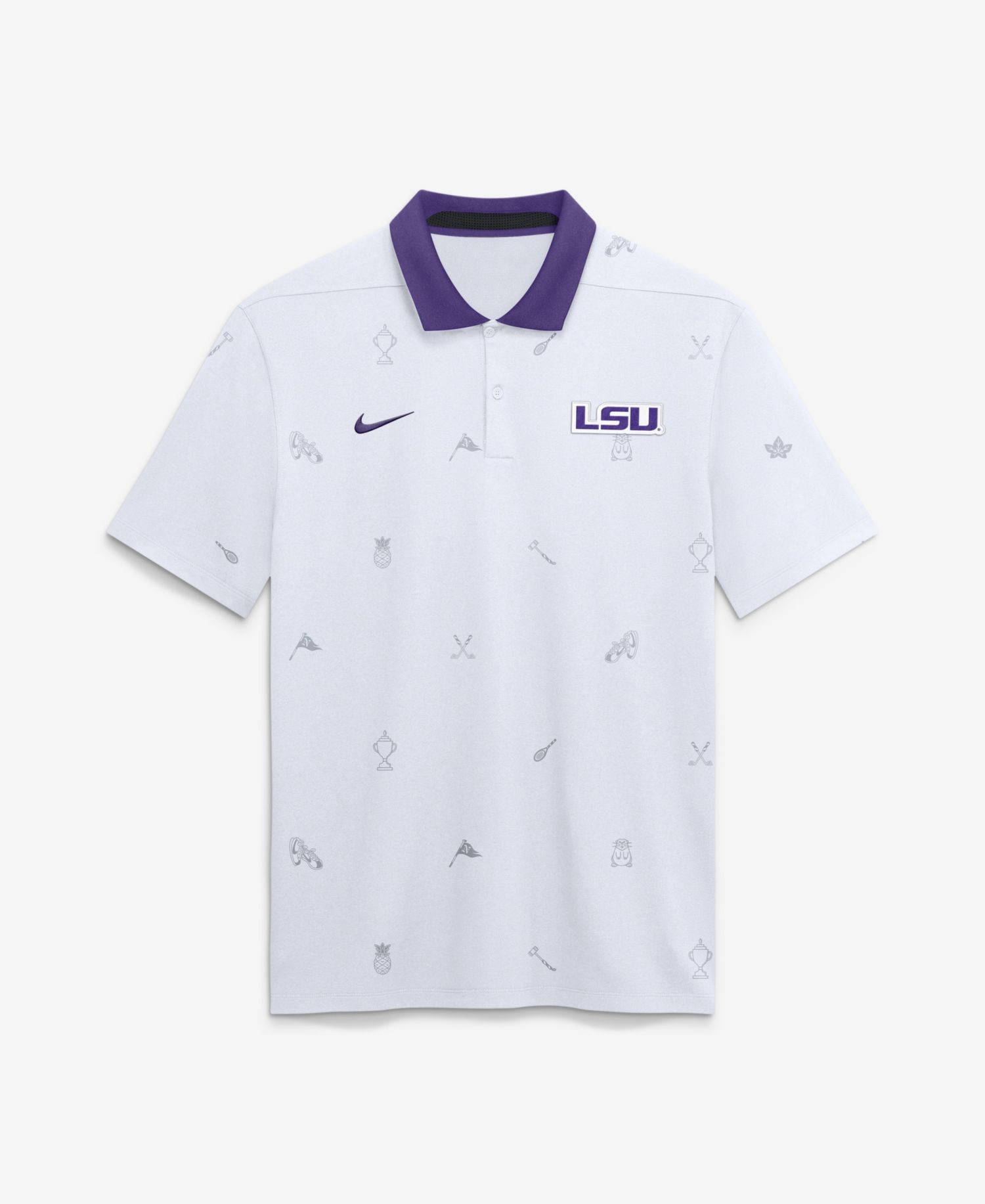Men's White LSU Tigers Vapor Pattern Dri-FIT Polo shirt