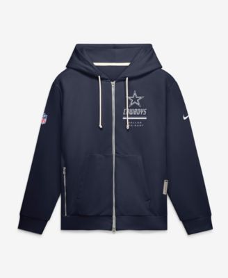 Nike - Men's Navy Dallas Cowboys Sideline Standard Issue Quarterback Scramble Dri-FIT Full-Zip Hoodie Navy
