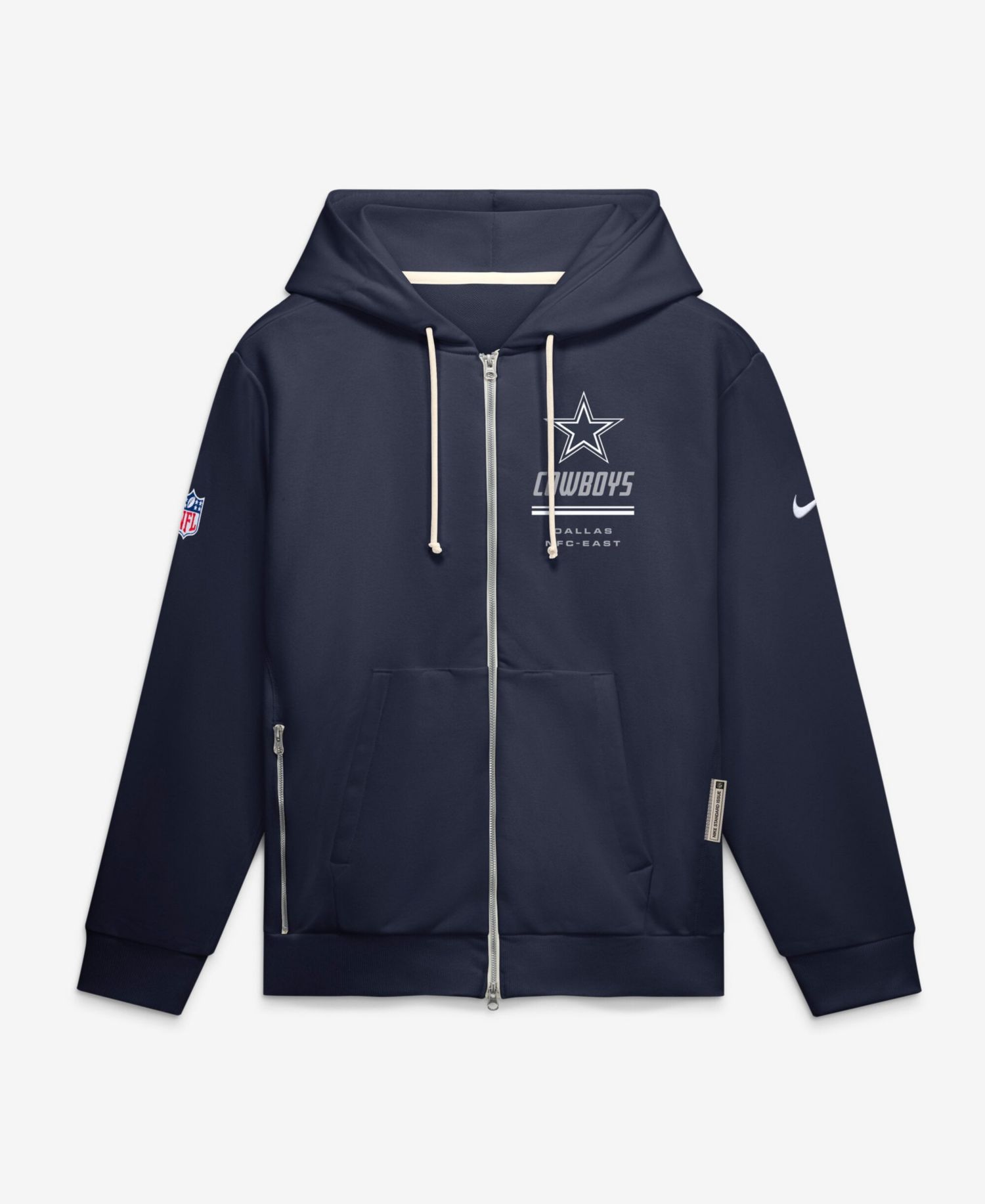 Men's Navy Dallas Cowboys Sideline Standard Issue Quarterback Scramble Dri-FIT Full-Zip Hoodie