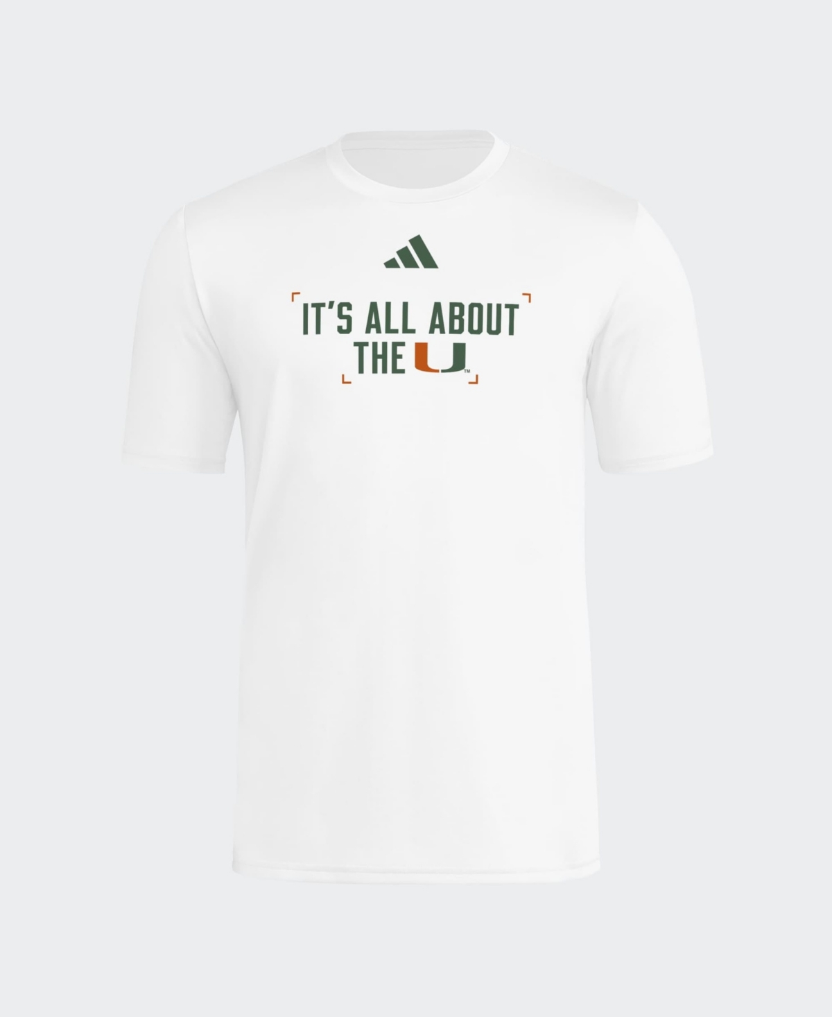 adidas Men's White Miami Hurricanes Locker Slogan Football Pre-Game T-Shirt - White