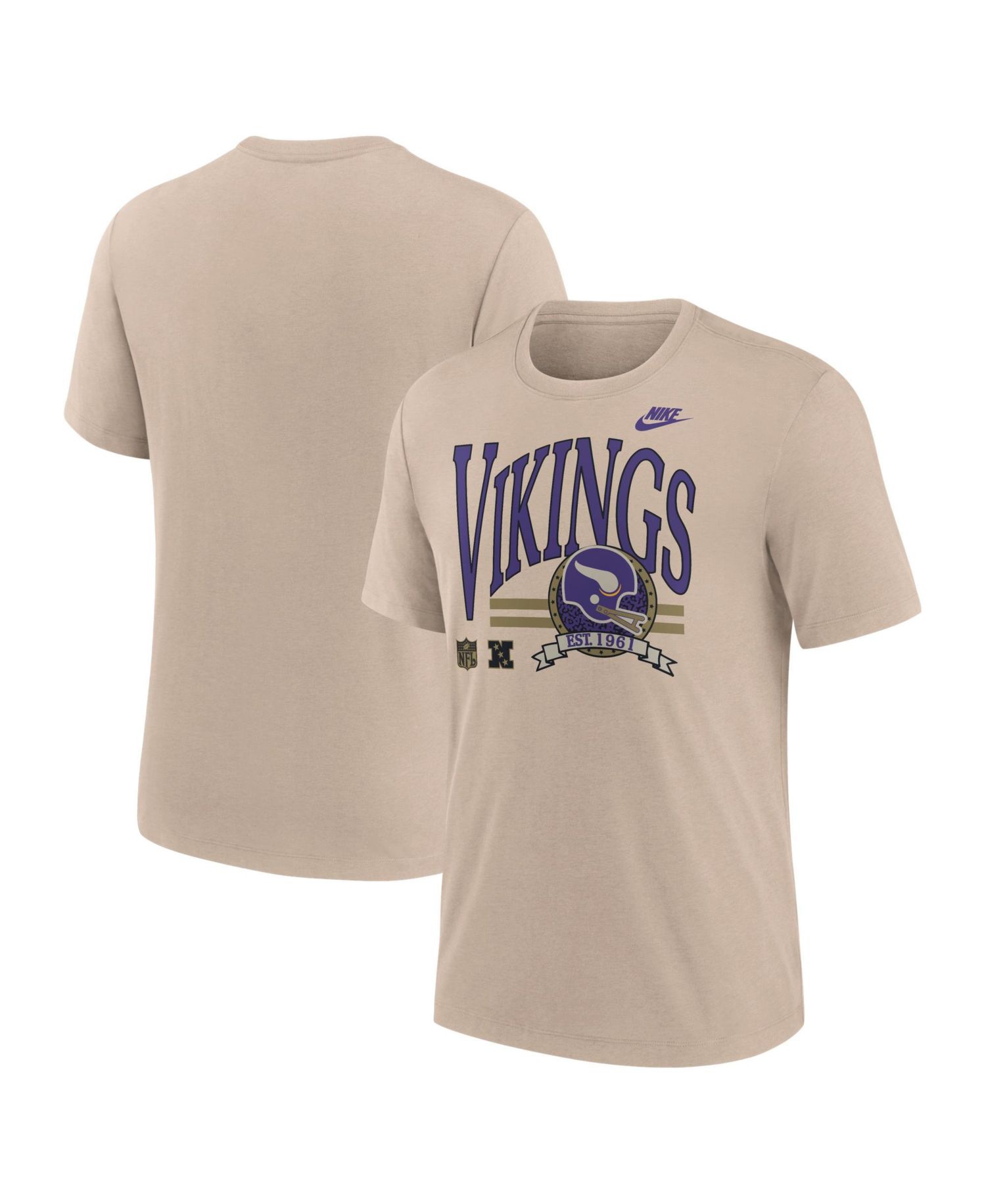 Men's Sand Minnesota Vikings Rewind Tri-Blend T-Shirt