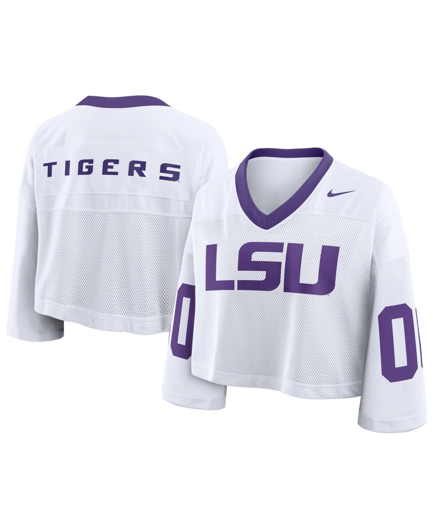 Женское джерси Nike Women's White LSU Tigers Oversized Logo Cropped Fashion Jersey — фото 1