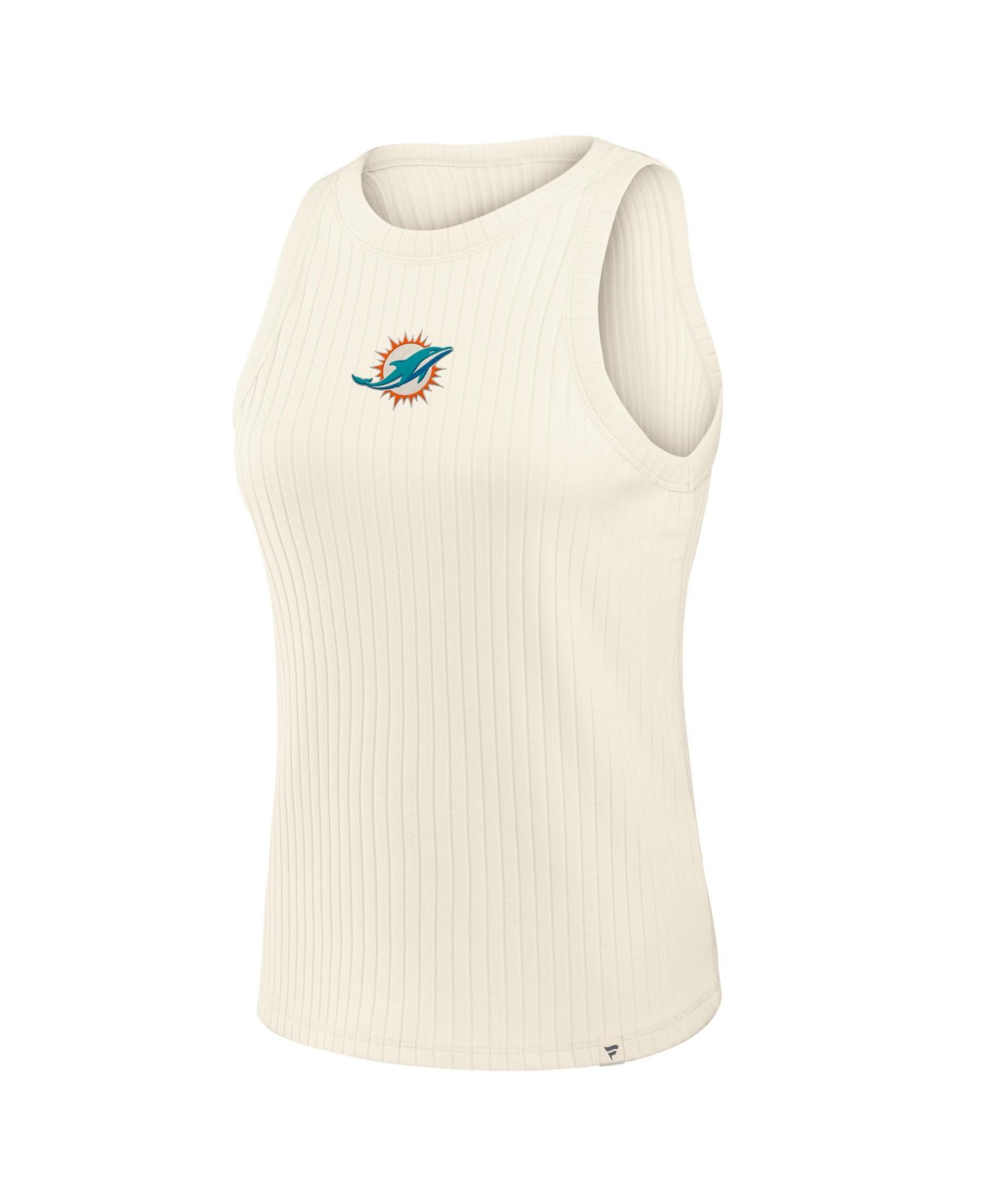 Women's Cream Miami Dolphins Star Play Tri-Blend Ribbed Tank Top