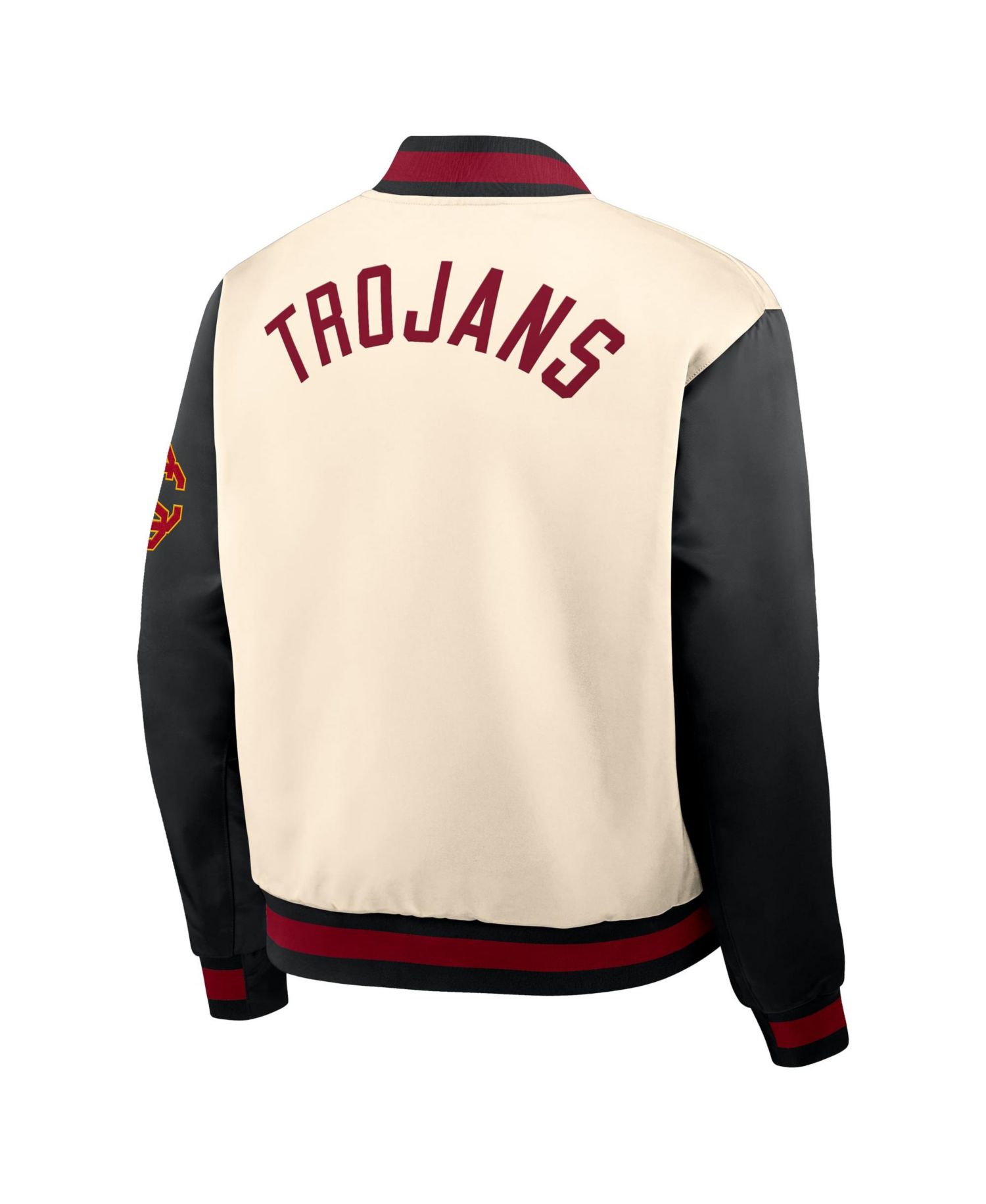 Men's Natural/Black USC Trojans Legacy Full-Snap Bomber Jacket