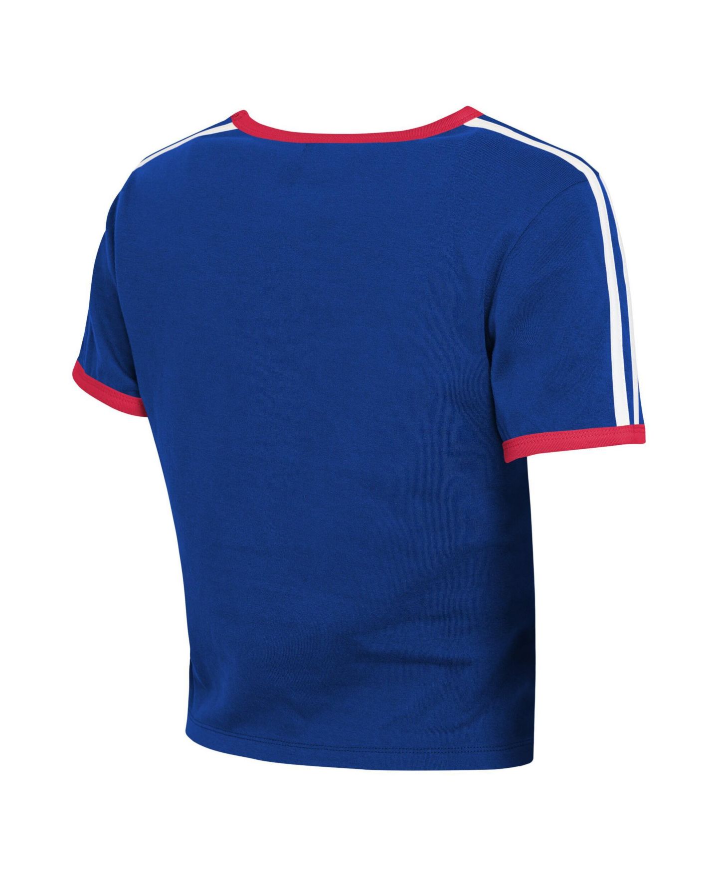 Женская футболка WEAR by Erin Andrews Royal New York Giants Cropped Ringer Baby T-Shirt — фото 3