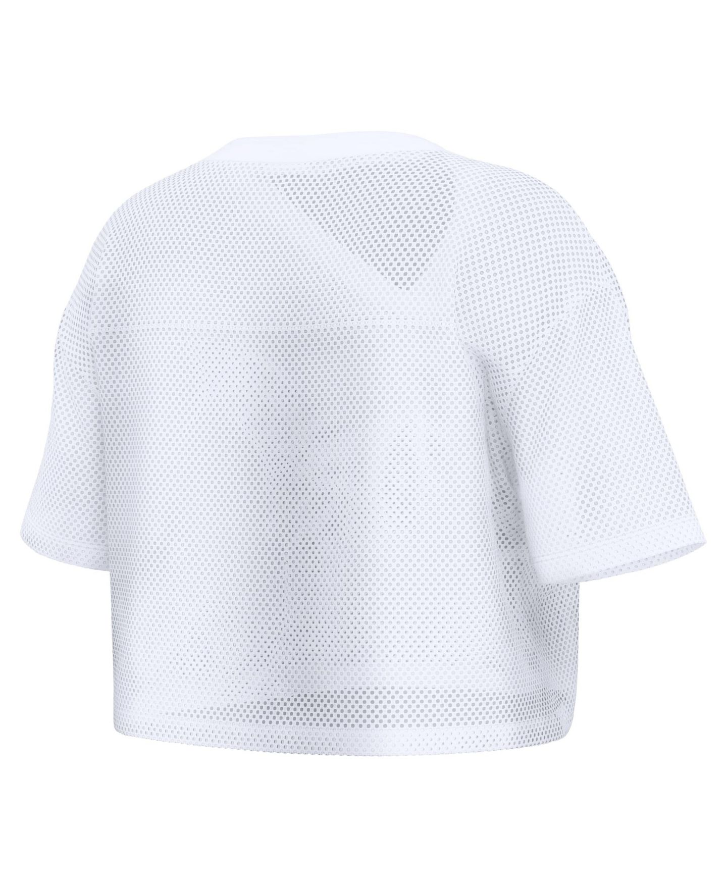 Женский топ Fanatics White Tampa Bay Buccaneers Oversized Mesh Cropped V-Neck Jersey — фото 2