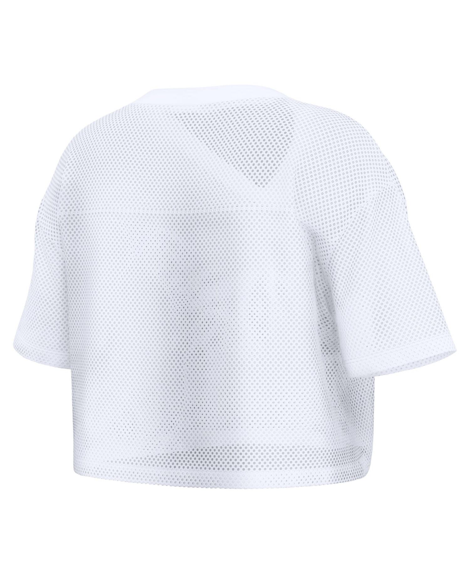 Women's White Tampa Bay Buccaneers Oversized Mesh Cropped V-Neck Jersey