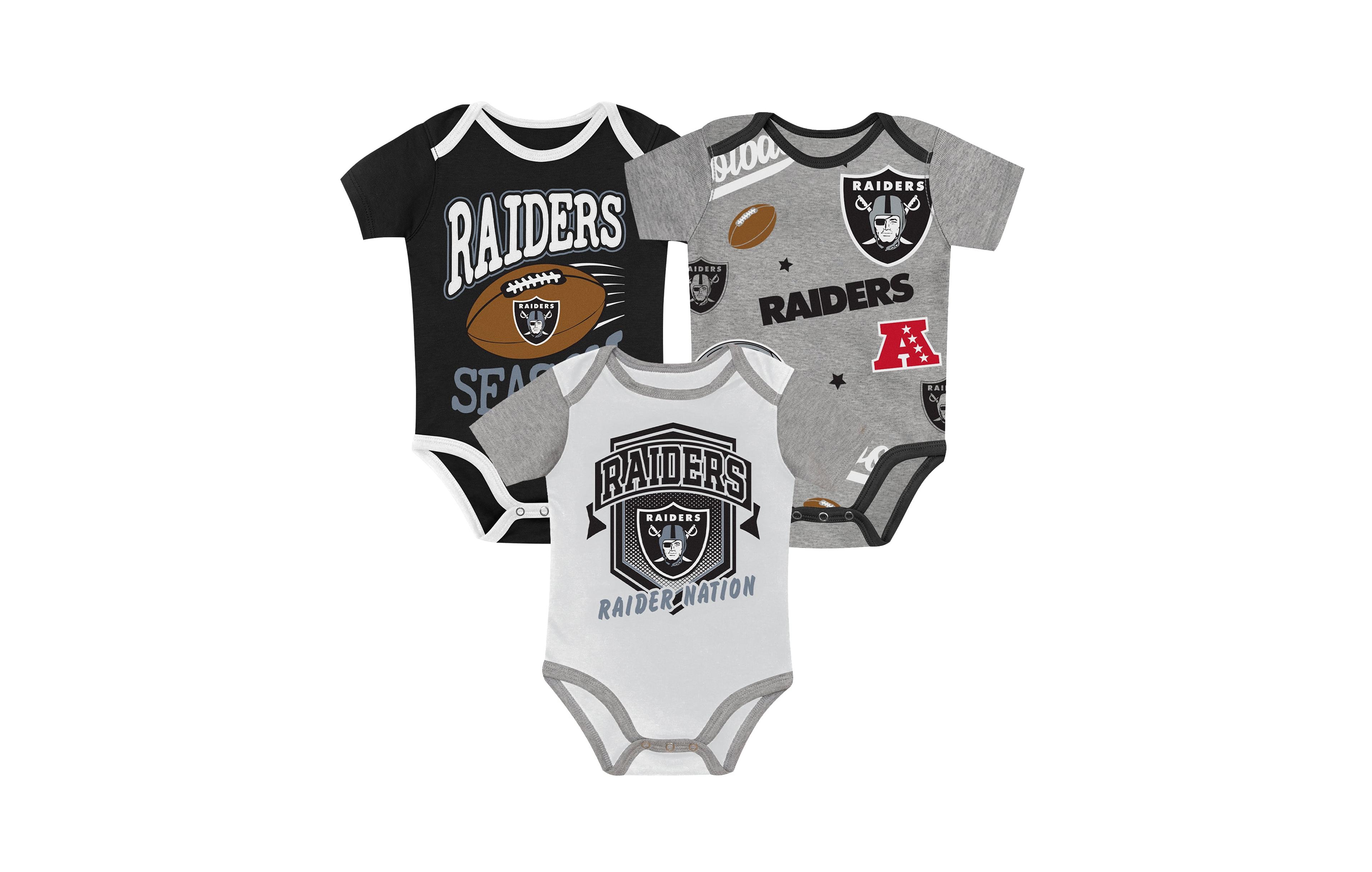 Outerstuff Baby Boys and Girls Las Vegas Raiders First Round Pick Three-Piece Bodysuit Set