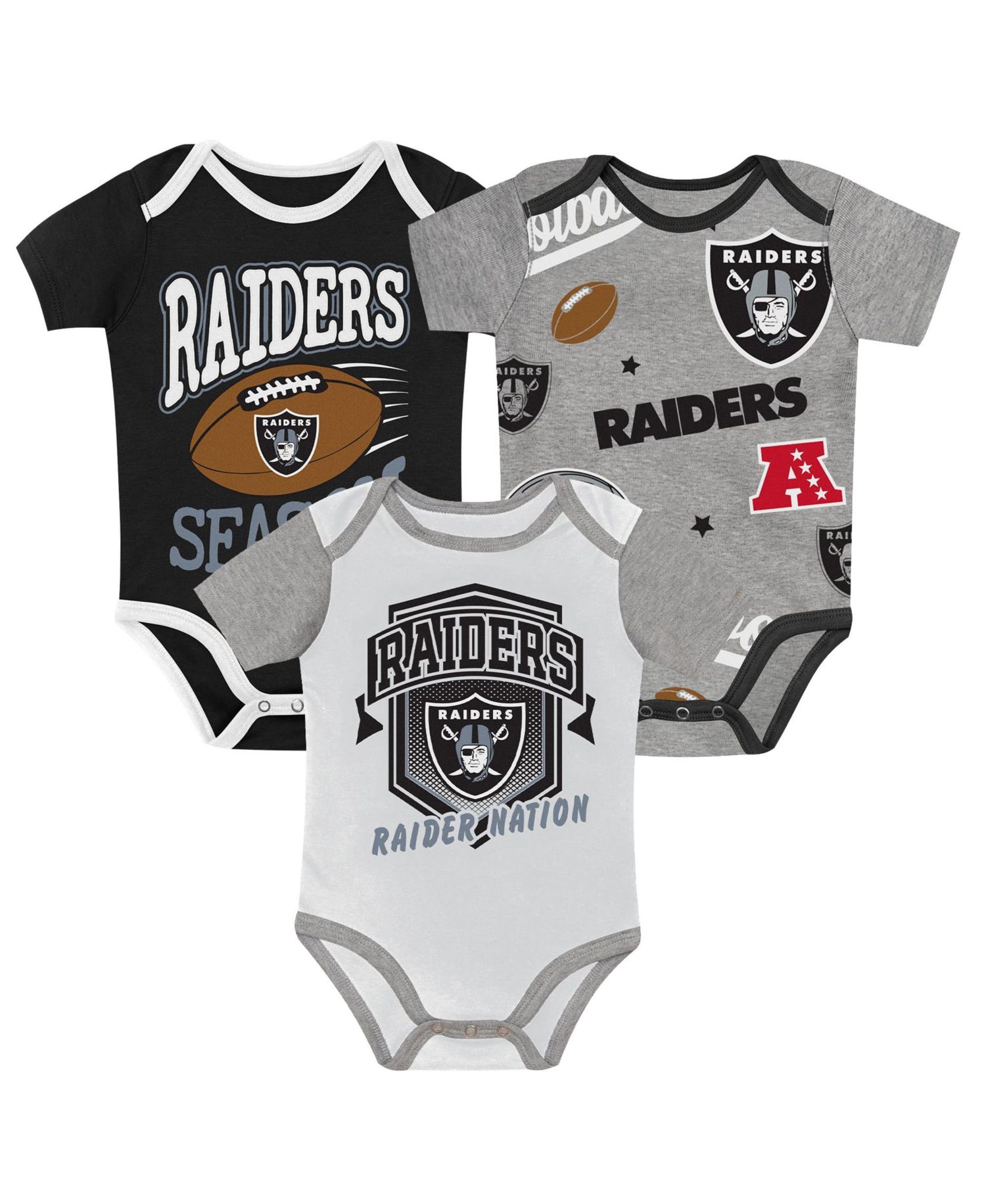 Baby Boys and Girls Las Vegas Raiders First Round Pick Three-Piece Bodysuit Set