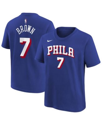 Big Boys and Girls Jaylen Brown Royal Philadelphia 76ers Icon Name & Number T-Shirt