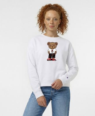 Women's White Georgia Bulldogs Teddy Bear Fleece Sweatshirt