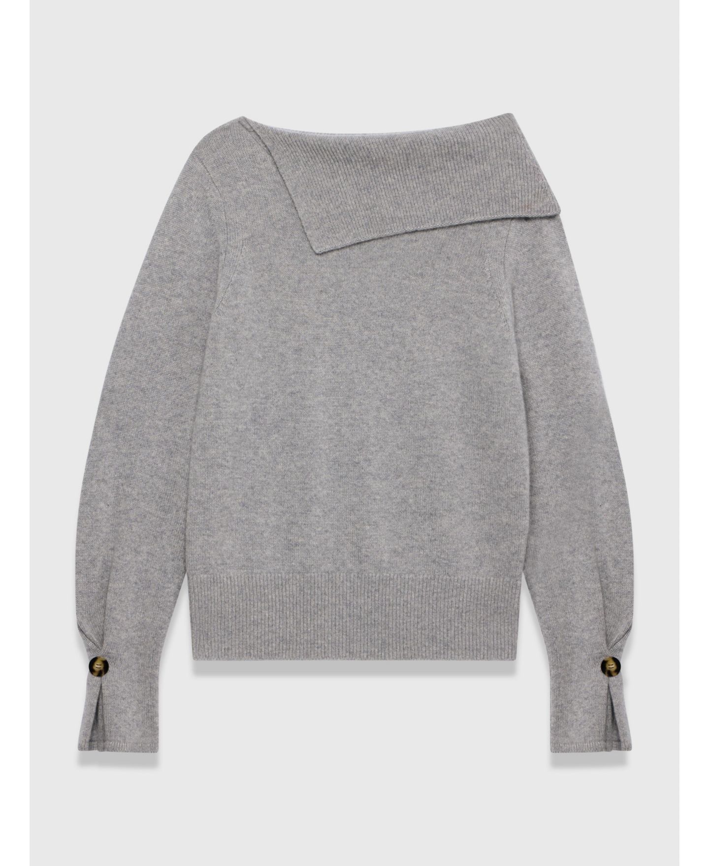 Женский свитер The Fold Eloria Asymmetric Neck Cashmere Long-Sleeve Sweater, цвет: Серый — фото 7