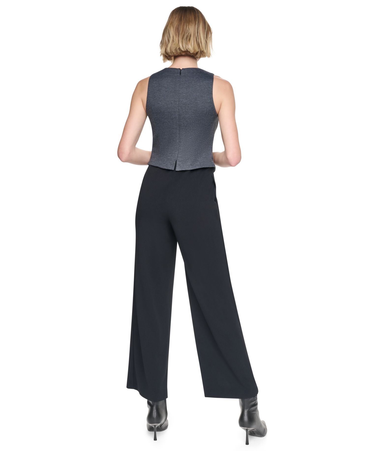 Women's Sleeveless Vest V-Neck Wide-Leg Jumpsuit