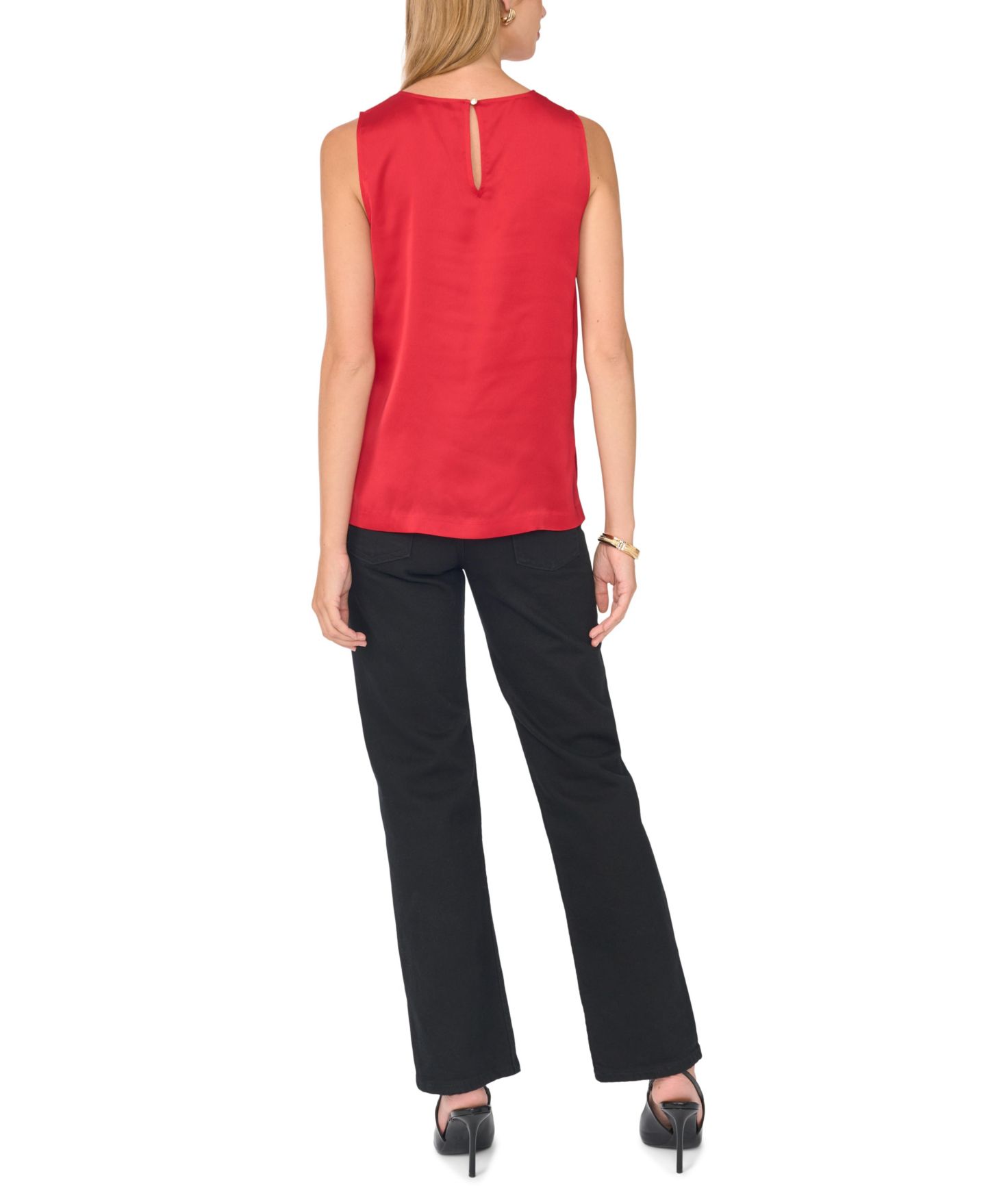Женская блузка Vince Camuto Satin Crewneck Sleeveless, цвет: Красный — фото 6