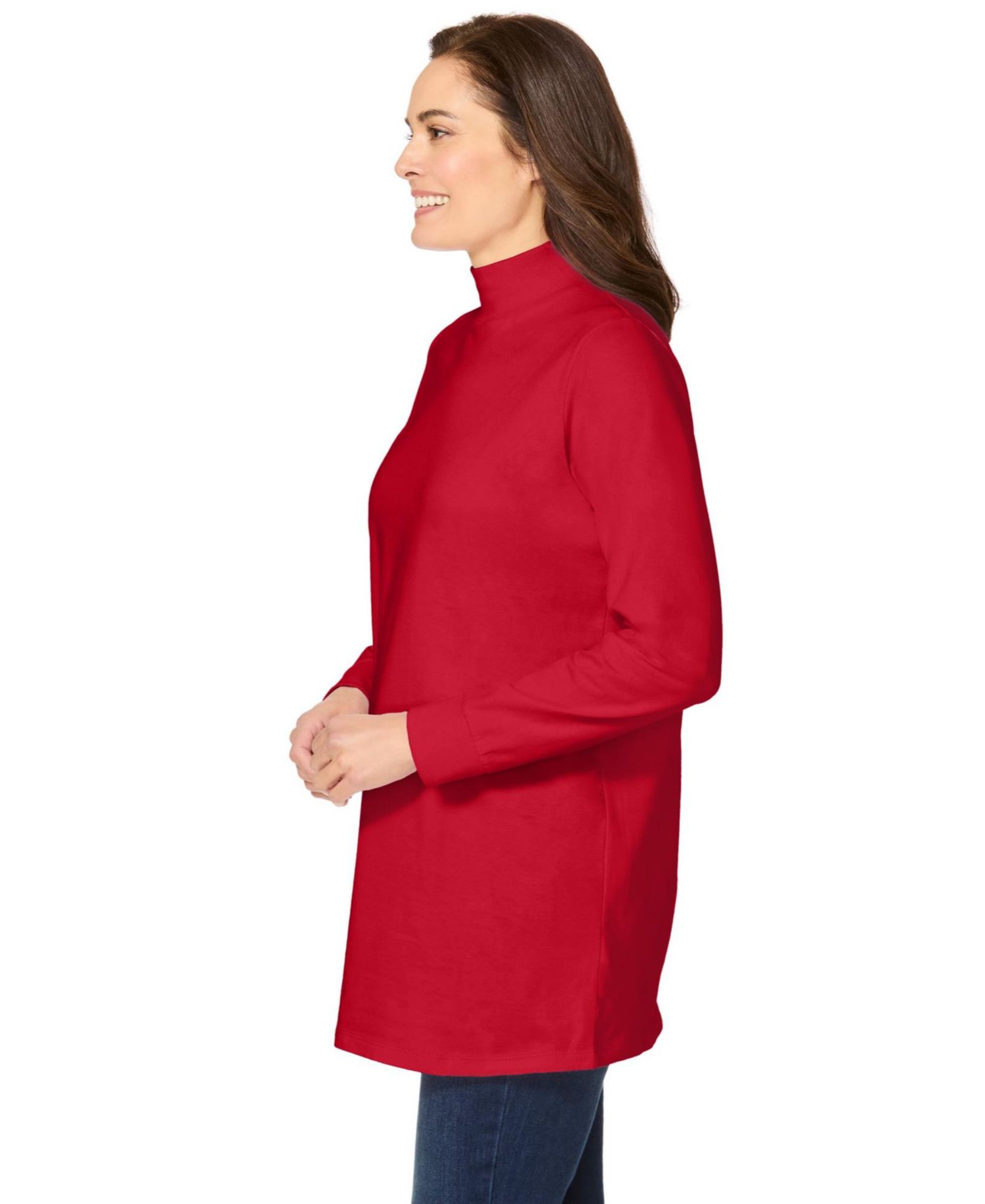 Plus Size Within Perfect Long-Sleeve Mockneck Tee