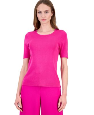 Women's Short-Sleeve Scoop-Neck Sweater