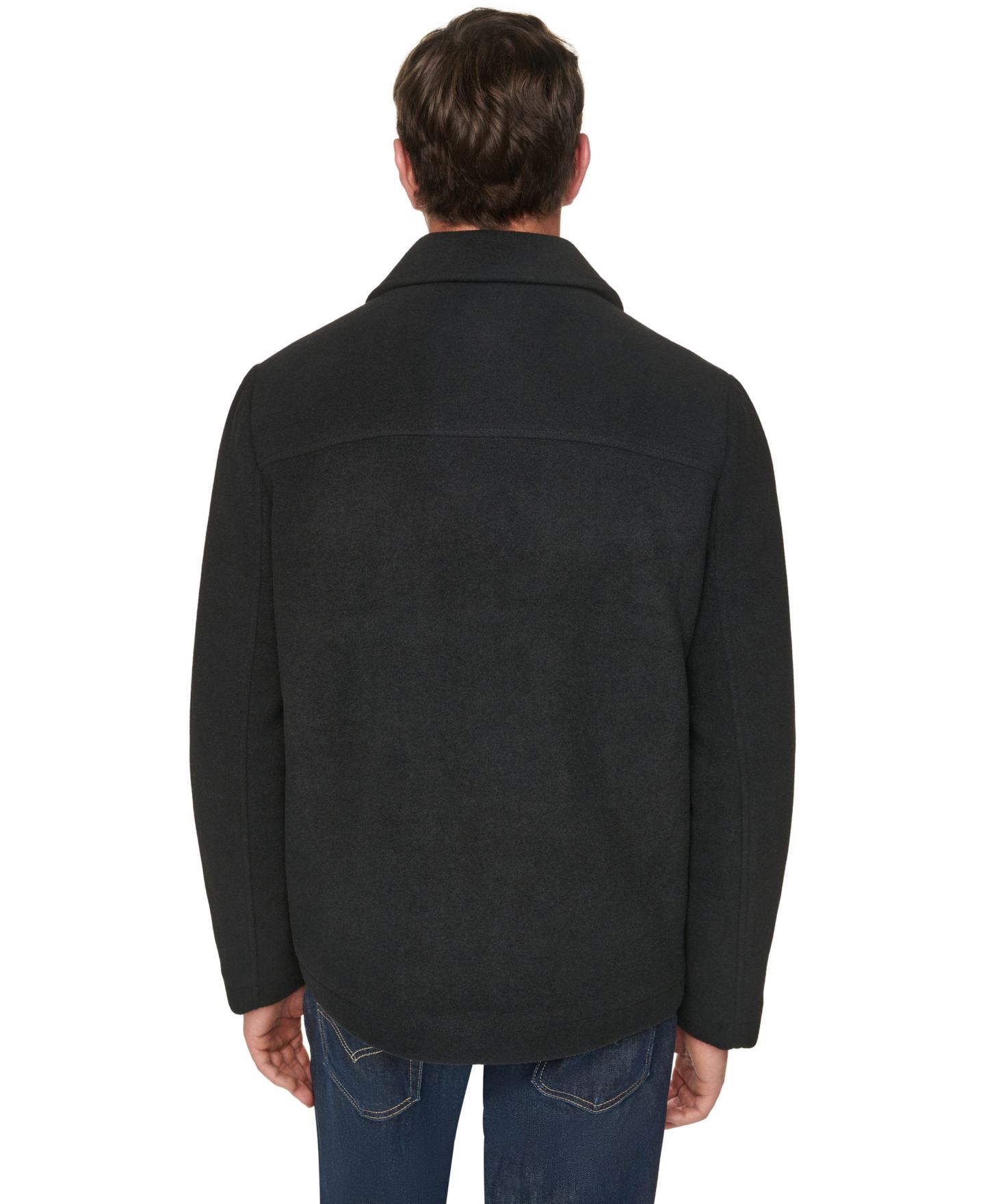 Мужская куртка Cole Haan Wool-Blend Shirt Collar, цвет: Чёрный — фото 6