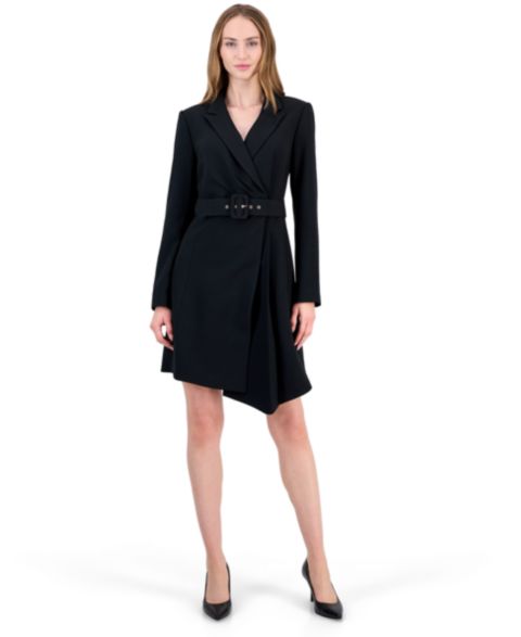 Женские платья Tahari ASL Asymmetrical Belted Coatdress, цвет: Чёрный