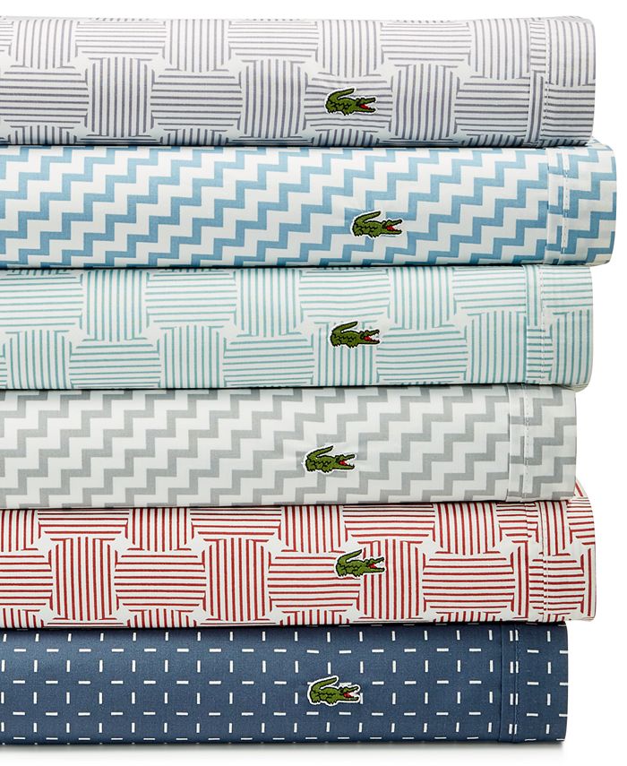 Lacoste Printed Cotton Percale Sheet - Macy's