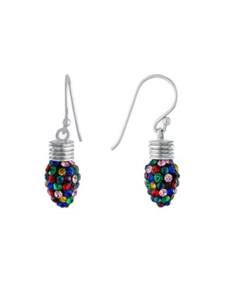 Silver-Tone Crystal Drop Earrings
