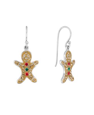 Silver-Tone Crystal Christmas Dangle Earrings