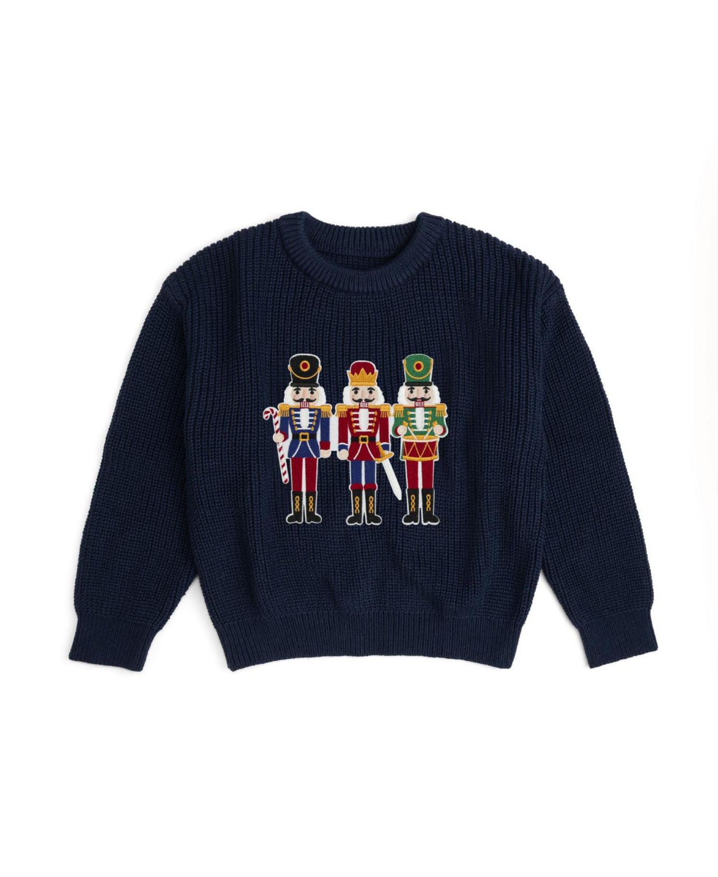 Свитер Sweet Wink Nutcracker-Patch Long-Sleeve Crewneck для мальчиков, цвет: Тёмно-синий — фото 1