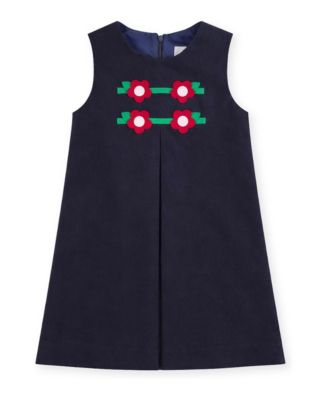 Girl's (4-6X) Corduroy Jumper with Flowers Dresses