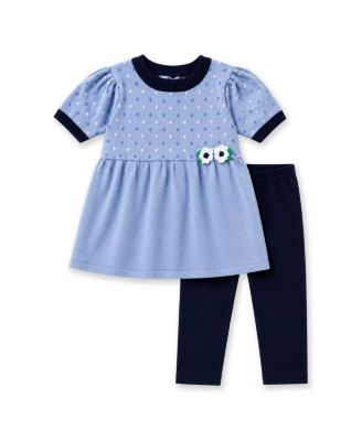 Toddler Girls' 2T-5T Multicolor Polka-Dot Crocheted-Flower Tunic and Leggings, 2-Piece Set